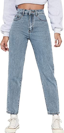 Women's Straight Leg Jeans Casual High Waisted Denim Pants